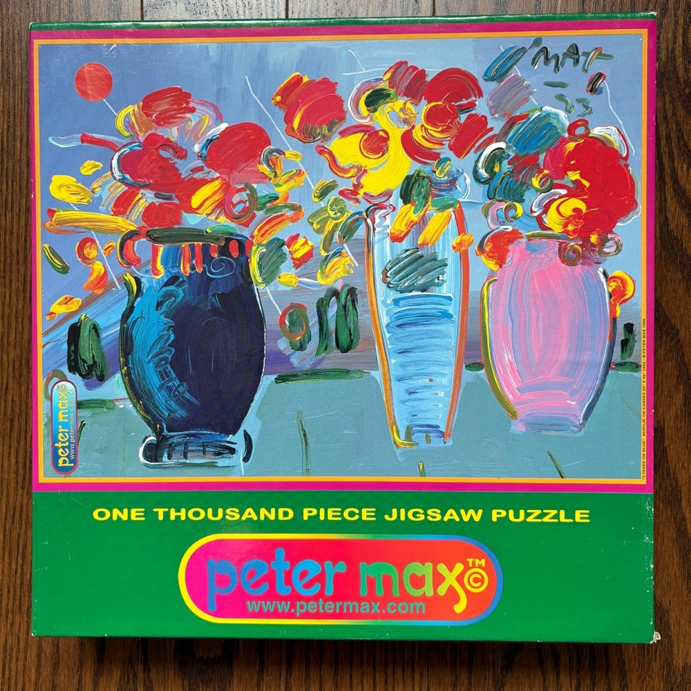 PETER MAX "Three Vases and Flowers" 1000 Piece Jigsaw Puzzle SEALED 1999